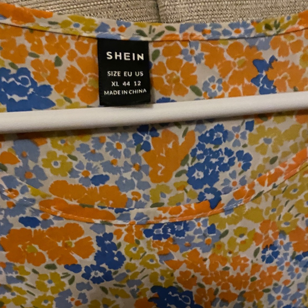 SHEIN Women's Floral Shorts - Blue, Orange, and Yellow